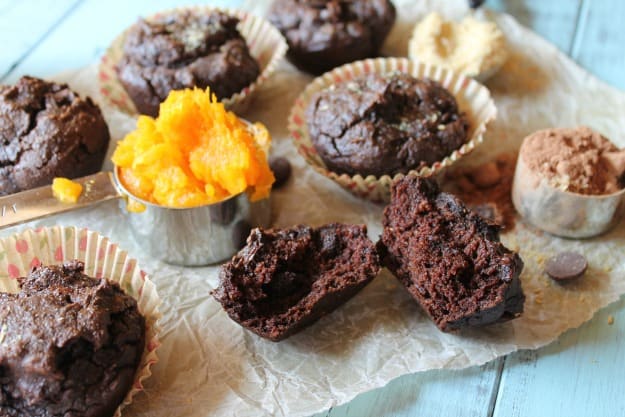 Gluten-Free Paleo Chocolate Butternut Muffins. How amazing do these gluten-free muffins from Tessa the Domestic Diva look? One of 20 fabulous recipes featured on gfe during March Muffin Madness. 