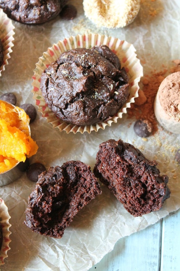 Gluten-Free Paleo Chocolate Butternut Muffins. How amazing do these gluten-free muffins from Tessa the Domestic Diva look? One of 20 fabulous recipes featured on gfe during March Muffin Madness. 