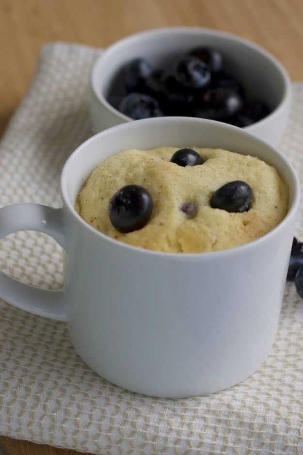 Gluten-Free Blueberry Mug Muffin (Keto). Suzanne of Keto Karma says: “I love a good mug muffin! Sometimes it’s nice to have a simple and quick recipe that doesn’t involve large amounts of specialty flours or dirty dishes! Enjoy this muffin warm and topped with butter, all in under 10 minutes!” One of 20 gluten-free muffin recipes for March Muffin Madness.