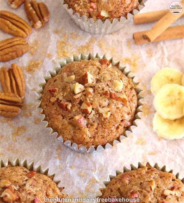 Gluten-Free Maple Pecan Banana Muffins. "Most people enjoy a good old-fashioned banana muffin. They make a tasty breakfast alternative or mid-morning or afternoon snack. However, by adding maple syrup and toasted pecans, you can take the humble banana muffin and turn it into a new taste sensation!" One of 20 gf muffin recipes on gfe for March Muffin Madness.