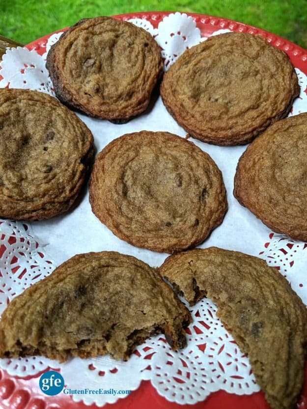 Gluten-Free Banana Flour Chocolate Chip Cookies. Delicious grain-free treats that are just soft enough and chewy enough! [from GlutenFreeEasily.com]