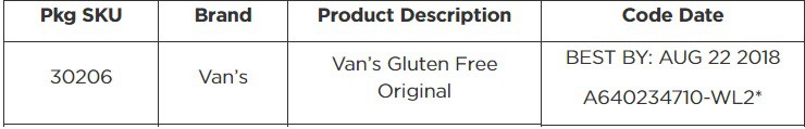 Van's Gluten-Free Waffles Recall Info