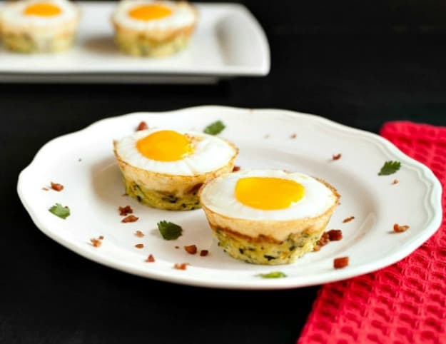 Egg Bacon Zucchini Nests. One of 50 gluten-free bacon recipes featured on gfe. [from GlutenFreeEasily.com]