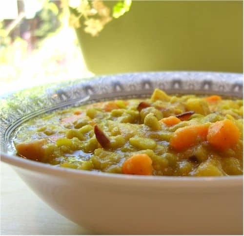 Split Pea Soup with Bacon. One of 50 gluten-free bacon recipes featured on gfe. [from GlutenFreeEasily.com]