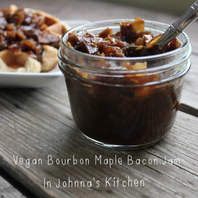 Vegan Bourbon Maple Bacon Jam from In Johnna's Kitchen. One of 50 gluten-free bacon recipes on gfe. [from GlutenFreeEasily.com]