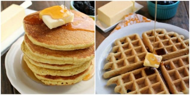 Absolutely delicious gluten-free keto pancakes or waffles. You choose. One of 30 fabulous recipes from Keto Breads cookbook by Cassidy Stauffer. [featured on GlutenFreeEasily.com]