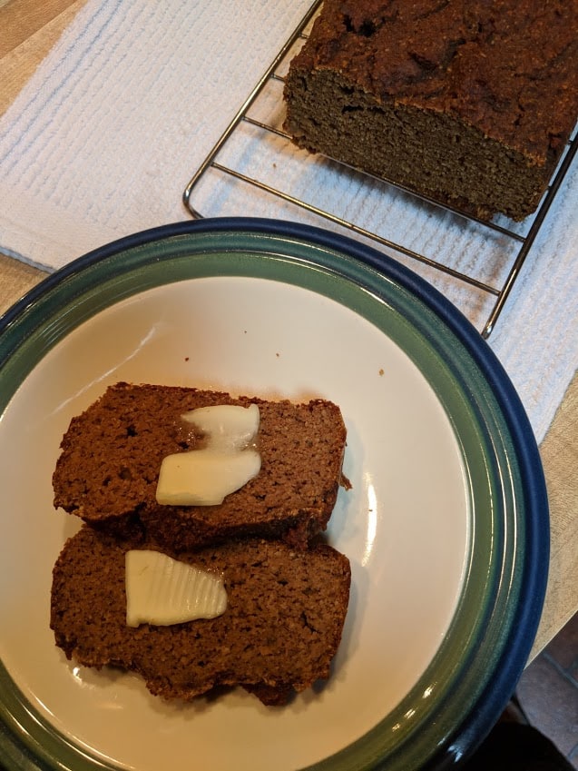 Gluten-Free Keto Pumpkin Bread from the Keto Breads cookbook hot out of the oven. [featured on GlutenFreeEasily.com]