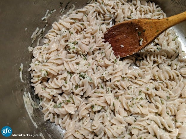 Easy Gluten-Free Parmesan Noodles in Cooking Pot 