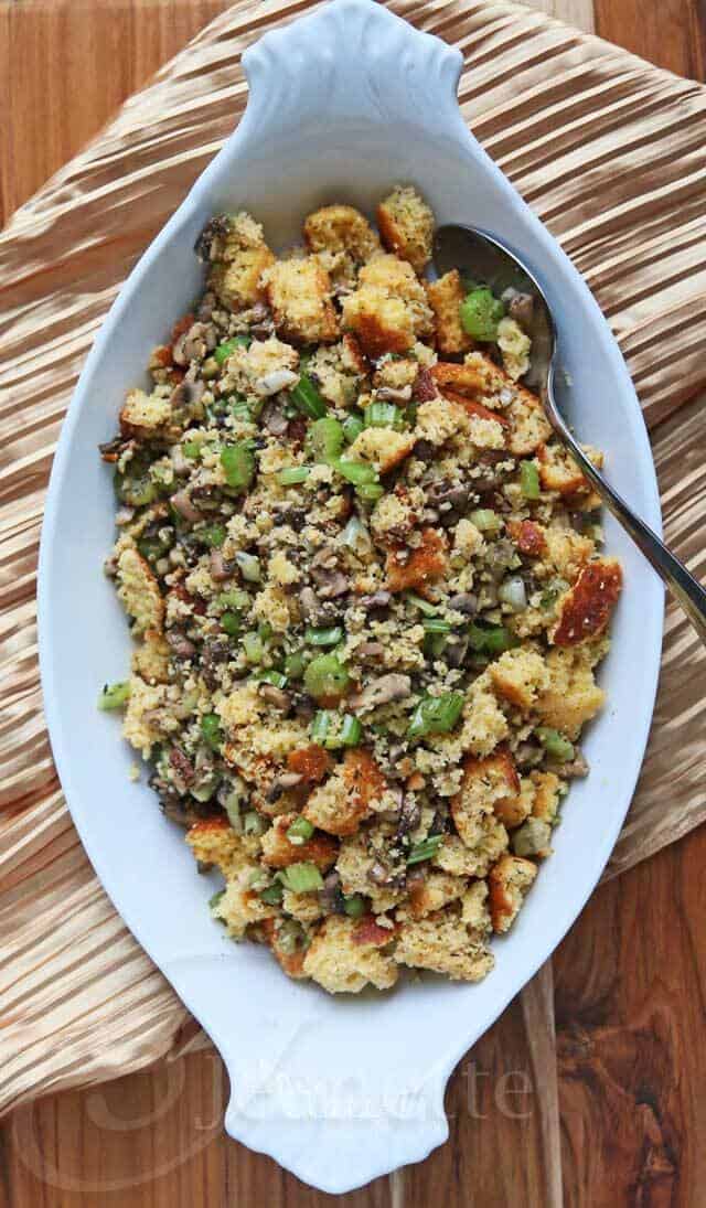 Gluten-Free Herbed Cornbread Stuffing. One of 35 holiday-worthy gluten-free stuffing recipes featured on gfe. [from GlutenFreeEasily.com]