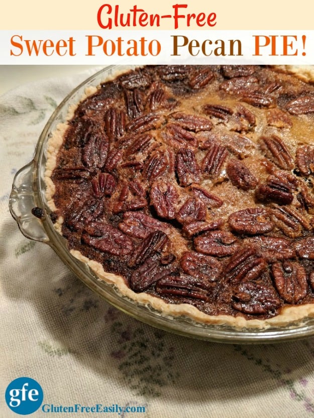Gluten-Free Sweet Potato Pecan Pie. Sweet Potato Pie, Pecan Pie; you get both in this recipe! [from GlutenFreeEasily.com]