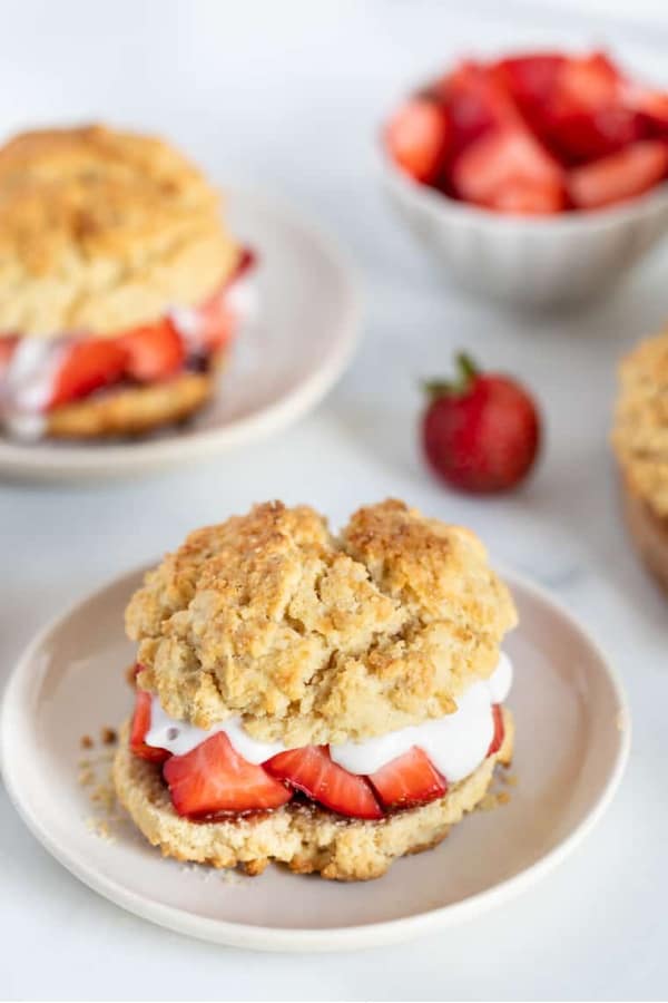 Gluten-Free Vegan Strawberry Shortcake made from fluffy biscuits from Simply Quinoa.