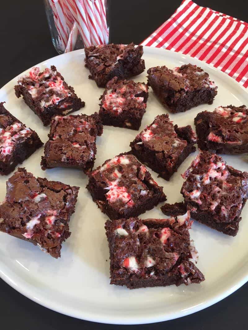Gluten-Free Candy Cane Brownies from Lynn's Kitchen Adventures. One of the gluten-free candy cane and peppermint dessert recipes featured on GlutenFreeEasily.com.