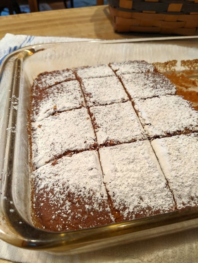 Gluten-Free Pumpkin Cider Cake Dusted and Cut