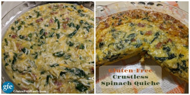 Gluten-Free Crustless Spinach Bacon Quiche Recipe from gfe