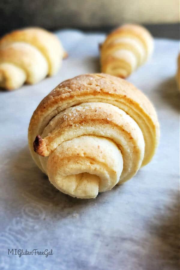 Homemade Gluten-Free Crescent Rolls from MI Gluten-Free Gal. One of the best gluten-free croissant recipes and crescent recipes featured on gfe.