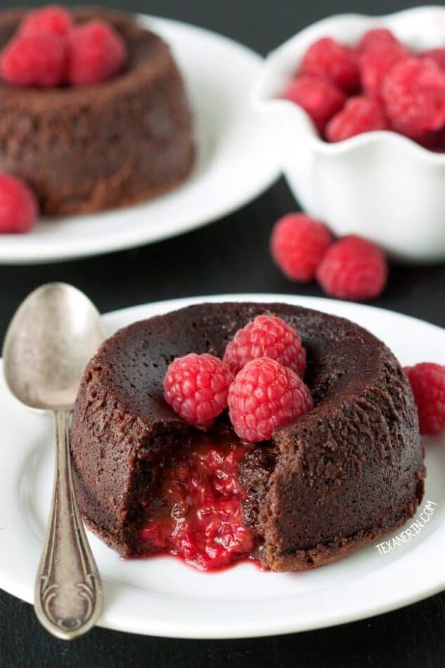 Scrumptious gluten-free raspberry cakes. Chocolate raspberry molten lava cakes.