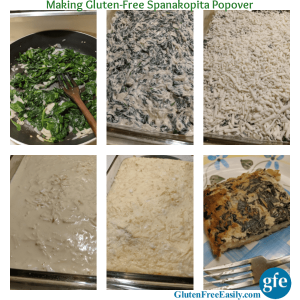 How to make gluten-free Spanakopita Popover step by step. Photo collage.
