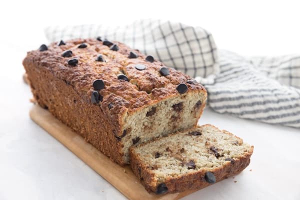 Easy Keto Banana Bread from All Day I Dream About Food. One of the best gluten-free banana bread recipes featured on gfe.