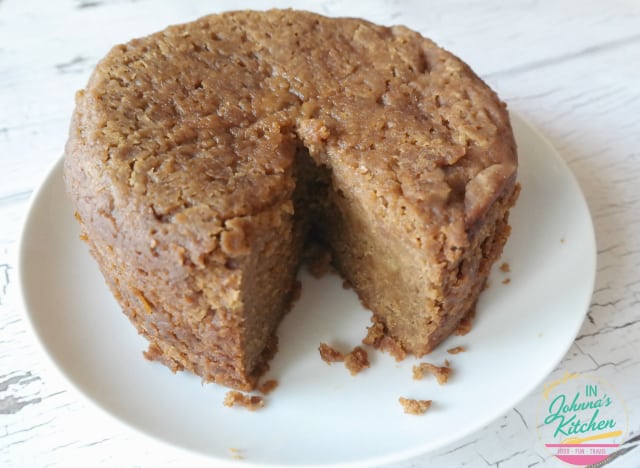 Loaf of Instant Pot Gluten-Free Banana Bread from In Johnna's Kitchen. One of the best gluten-free banana bread recipes featured on gfe.