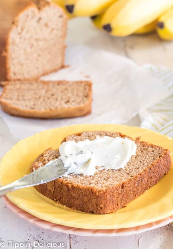 One-bowl gluten-free dairy-free banana bread from Flippin' Delicious. One of the best gluten-free banana bread recipes featured on gfe.