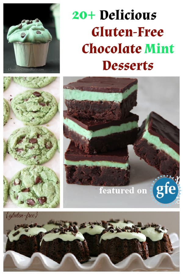 Over 20 Gluten-Free Chocolate Mint Desserts featured on GlutenFreeEasily.com