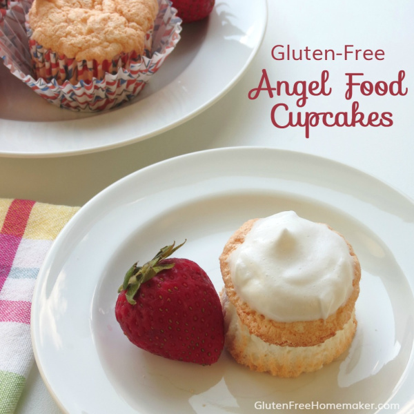 Gluten-Free Angel Food Cupcakes. The portable version of angel food cake. No cake pan needed, fewer eggs required, but the results are still amazing!