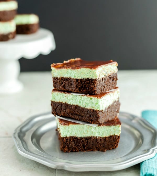Cream Mint Brownie Bars from Beauty and the Foodie. With fudge, mint, and cheesecake factors, these brownie bars from Beauty and the Foodie are irresistible!