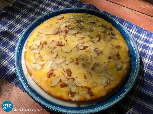 Gluten-Free Italian Lemon Ricotta Cake ready to be eaten.