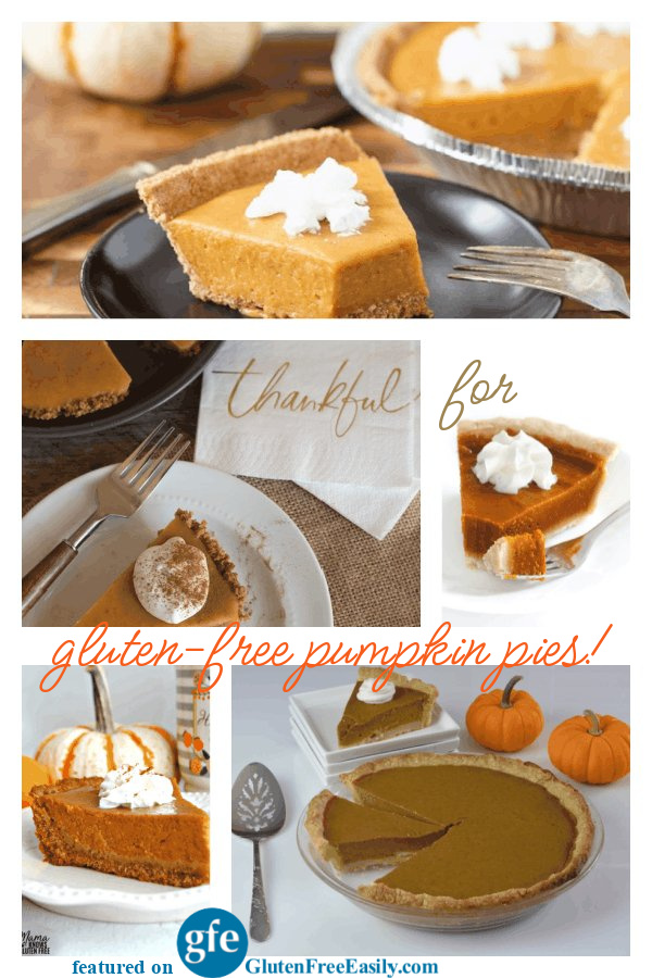 Gluten-Free Pumpkin Pie Recipes Featured on GlutenFreeEasily.com (gfe)