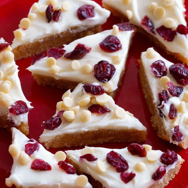 Gluten-free and vegan Cranberry Bliss Bars. One of 30 more gluten-free Christmas cookie recipes that you'll want to make right now.