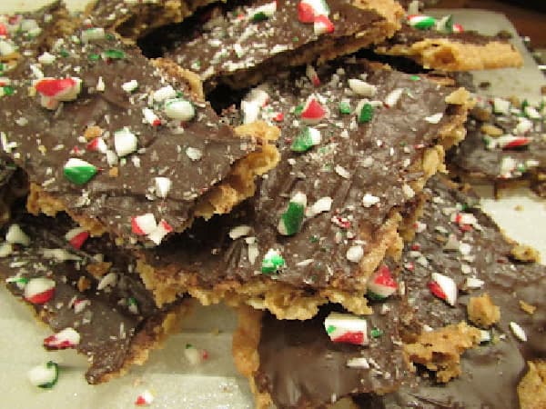 Gluten-Free Oatmeal Butter Brittle with Crushed Candy Canes