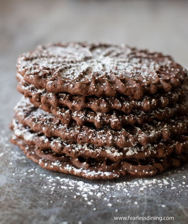 Gluten-Free Pizzelle Cookies. Vanilla, chocolate, and citrus options.