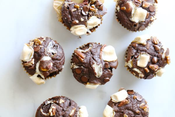 Gluten-Free Grain-Free Rocky Road Muffins from Predominantly Paleo. Above view.