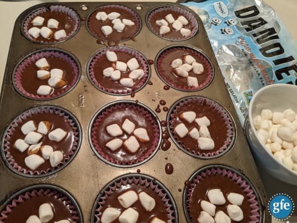 Gluten-Free Gimme S'More Muffins before adding mini chocolate chips to go in the oven.
