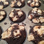 Gluten-Free Gimme S'more Muffins still in muffin tin right out of the oven.