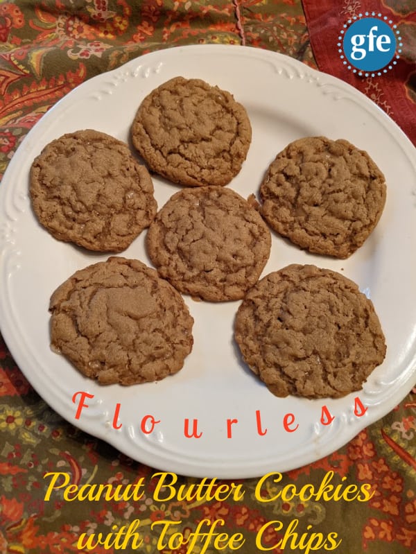 Flourless Peanut Butter Cookies with Toffee Chips (Gluten Free)