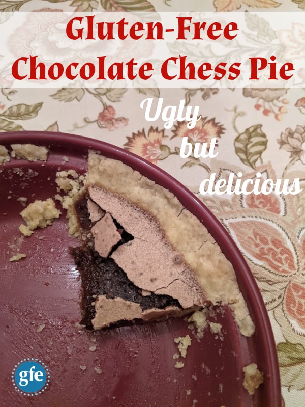 Gluten-Free Chocolate Chess Pie. Ugly but delicious, which explains why only one slice was left after Thanksgiving.