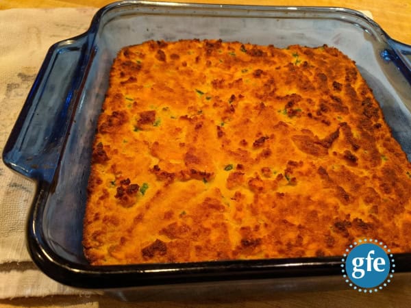 Gluten-Free Cheesy Jalapeno Cornbread cooling.