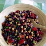 Easy Bean Salad is an old school recipe that will still delight your family and friends! It's packed full of protein, veggies, and is absolutely delicious. Bonus ... it feeds a crowd and will keep for several days if needed. (photo)