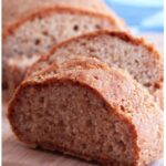 Gluten-Free French Bread on Cutting Board. Check out this gluten-free, egg-free, yeast-free bread, which is easily made vegan by using non-dairy milk. [recipe featured on GlutenFreeEasily.com]