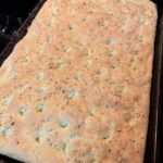 Gluten-Free Focaccia right out of the oven. Perfectly browned, perfectly ready to eat. Slightly crispy on the outside and wonderfully soft on the inside. So flavorful.